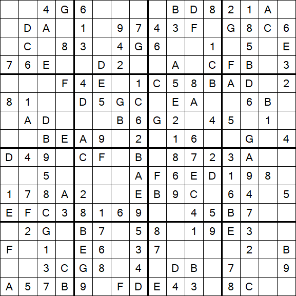 Sudoku 16x16 - Einfach