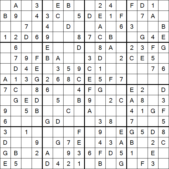 Sudoku 16x16 - Easy