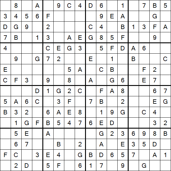 Sudoku 16x16 - Einfach