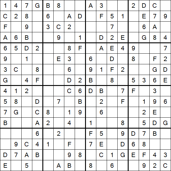 Sudoku 16x16 - Einfach