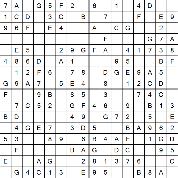 Sudoku 16x16 - Einfach