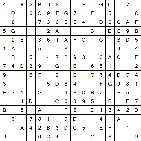 Sudoku 16x16 - Einfach