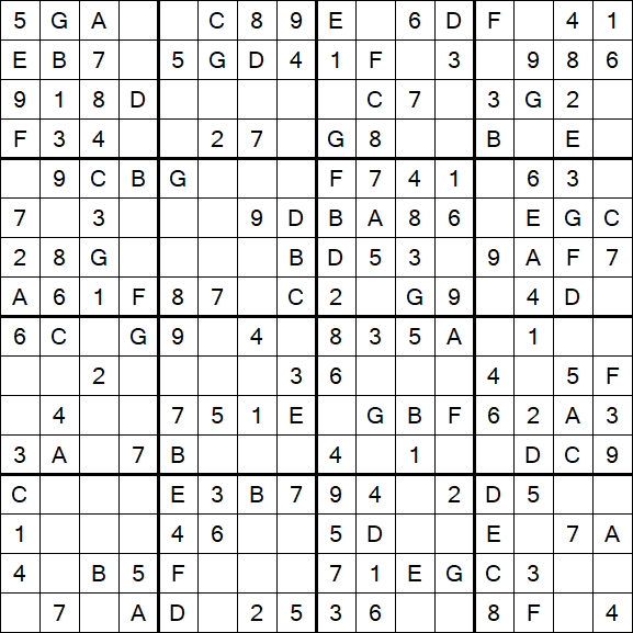 Sudoku 16x16 - Einfach