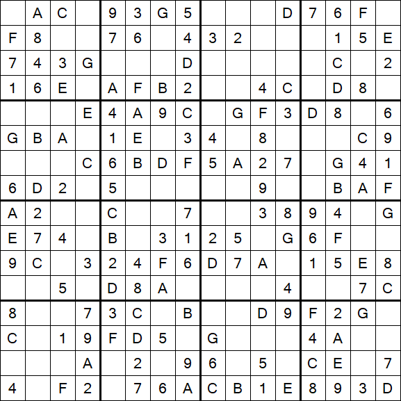 Sudoku 16x16 - Einfach