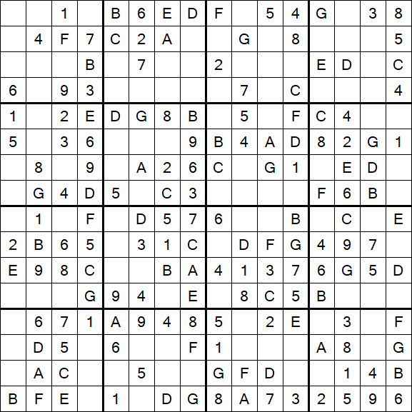 Sudoku 16x16 - Einfach