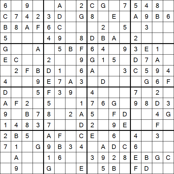 Sudoku 16x16 - Einfach