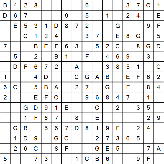 Sudoku 16x16 - Einfach