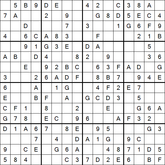 Sudoku 16x16 - Easy