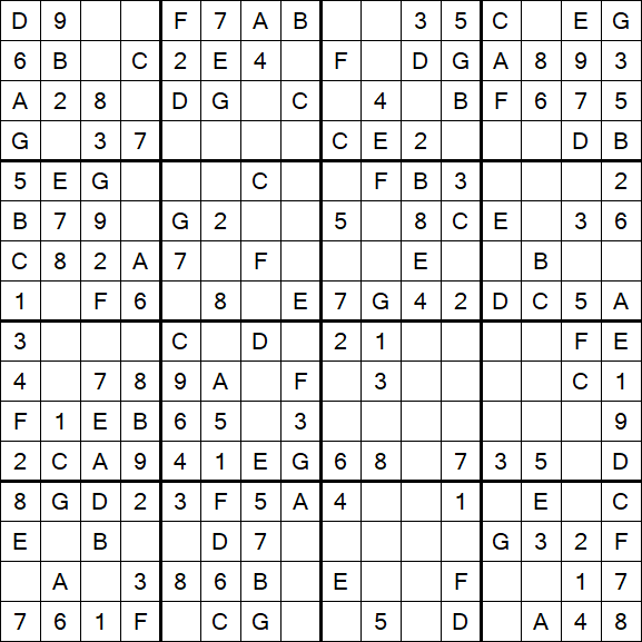 Sudoku 16x16 - Einfach