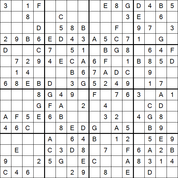 Sudoku 16x16 - Einfach