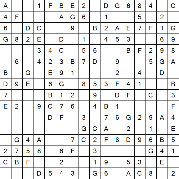 Sudoku 16x16 - Einfach