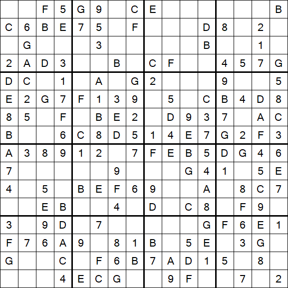Sudoku 16x16 - Einfach