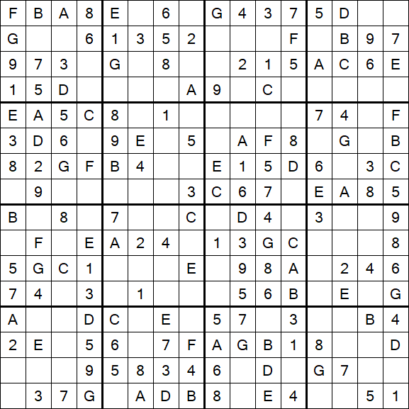 Sudoku 16x16 - Einfach