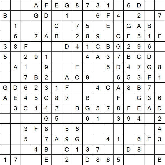 Sudoku 16x16 - Einfach