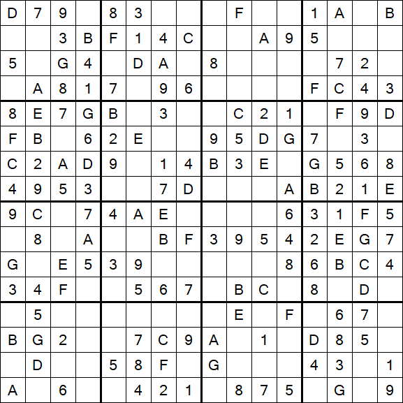 Sudoku 16x16 - Einfach