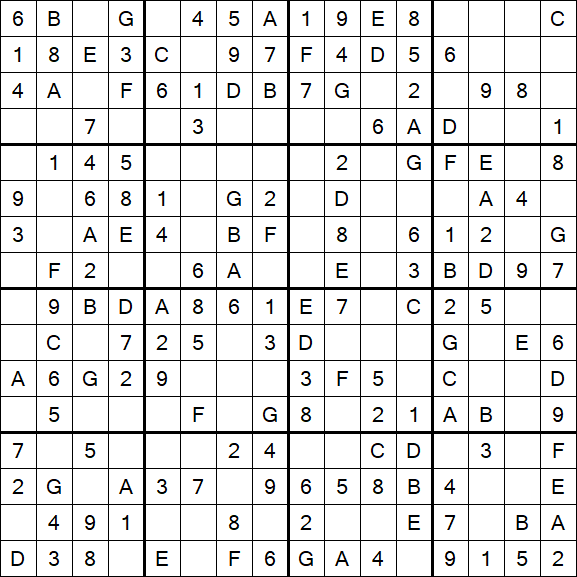 Sudoku 16x16 - Einfach
