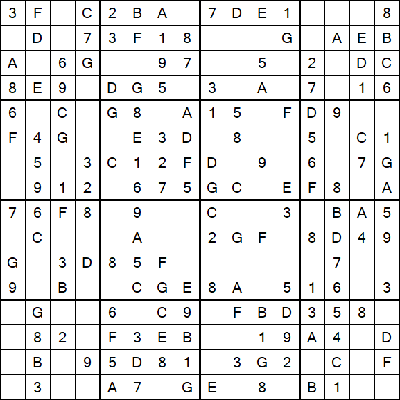 Sudoku 16x16 - Einfach