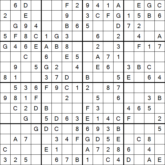 Sudoku 16x16 - Einfach