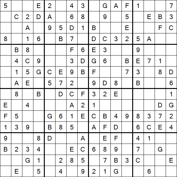Sudoku 16x16 - Einfach