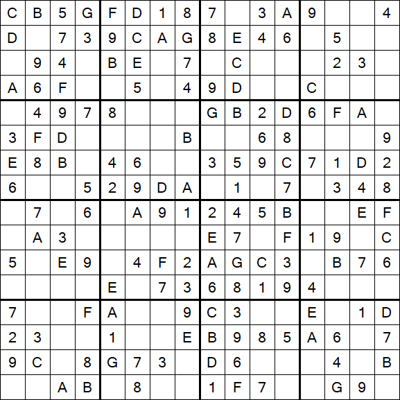Sudoku 16x16 - Einfach