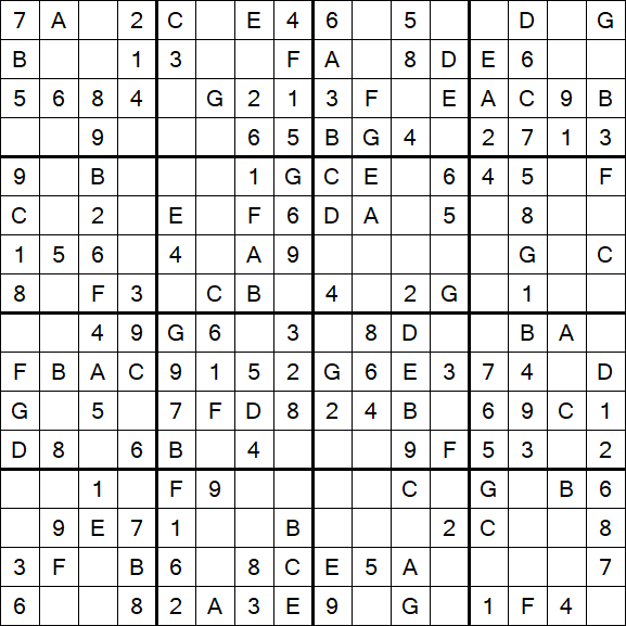 Sudoku 16x16 - Einfach