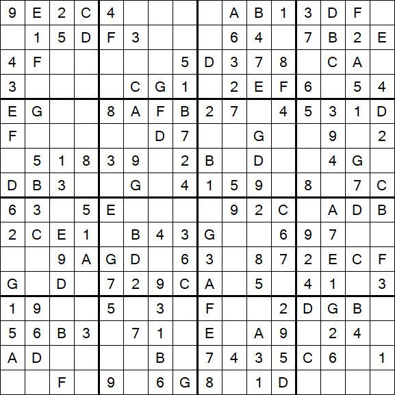 Sudoku 16x16 - Einfach