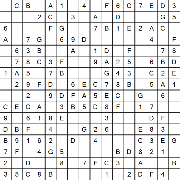 Sudoku 16x16 - Einfach
