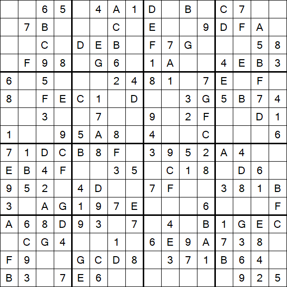 Sudoku 16x16 - Einfach