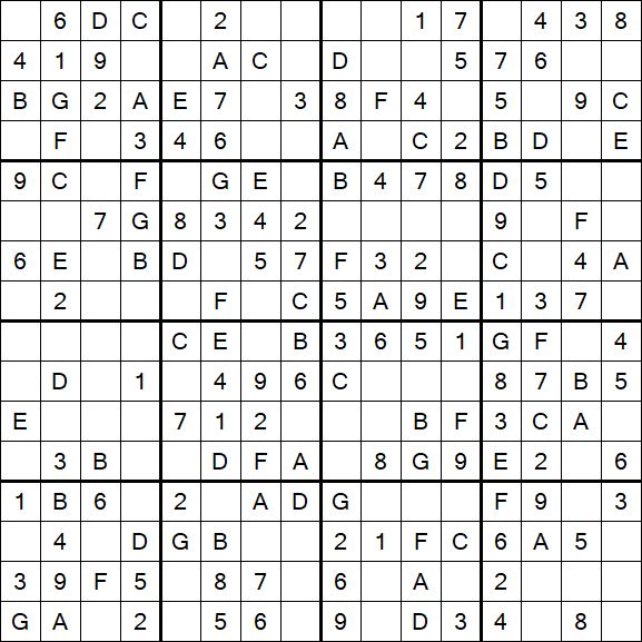 Sudoku 16x16 - Einfach