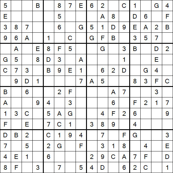 Sudoku 16x16 - Einfach