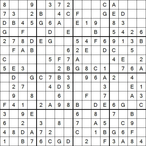 Sudoku 16x16 - Einfach