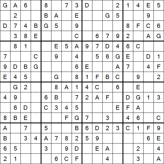 Sudoku 16x16 - Easy