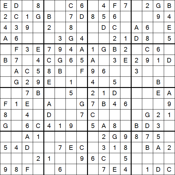 Sudoku 16x16 - Einfach