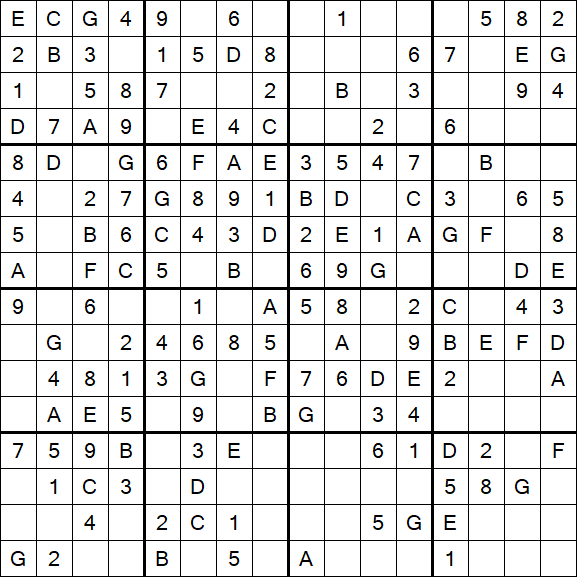 Sudoku 16x16 - Einfach