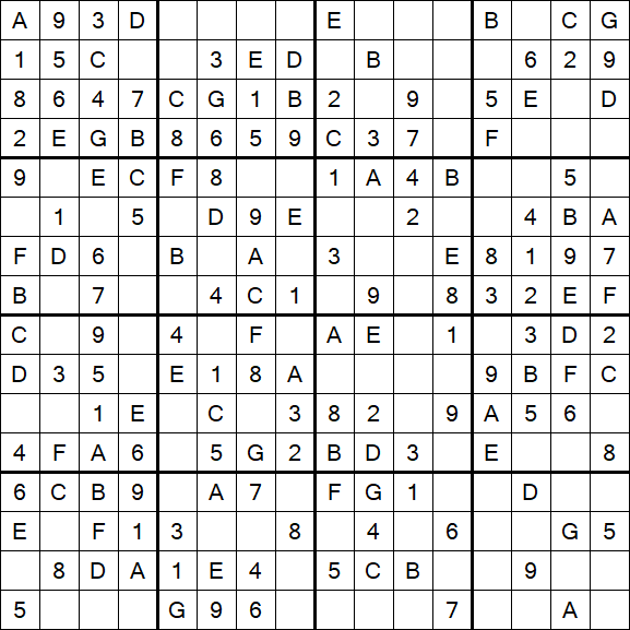 Sudoku 16x16 - Einfach