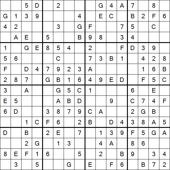 Sudoku 16x16 - Einfach