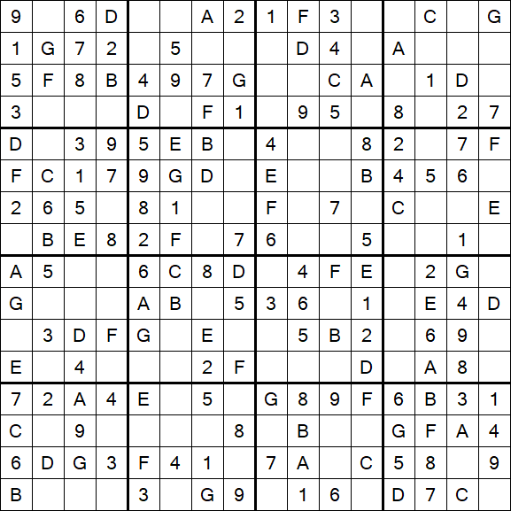 Sudoku 16x16 - Einfach