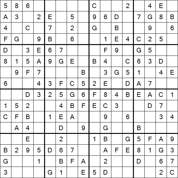 Sudoku 16x16 - Einfach