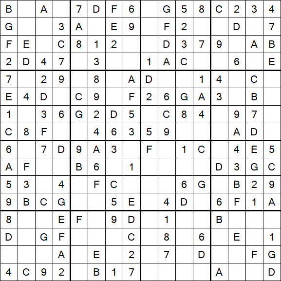 Sudoku 16x16 - Einfach