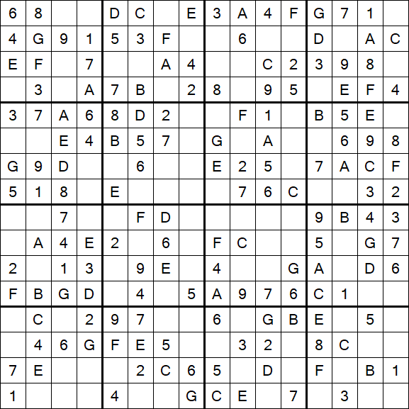 Sudoku 16x16 - Einfach