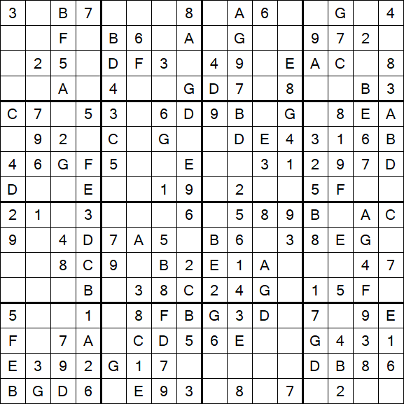 Sudoku 16x16 - Einfach