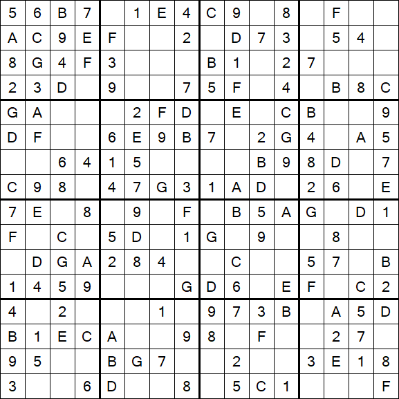Sudoku 16x16 - Easy