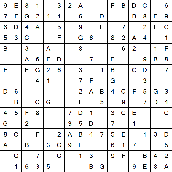 Sudoku 16x16 - Easy