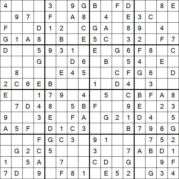 Sudoku 16x16 - Easy