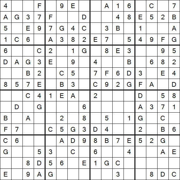 Sudoku 16x16 - Easy