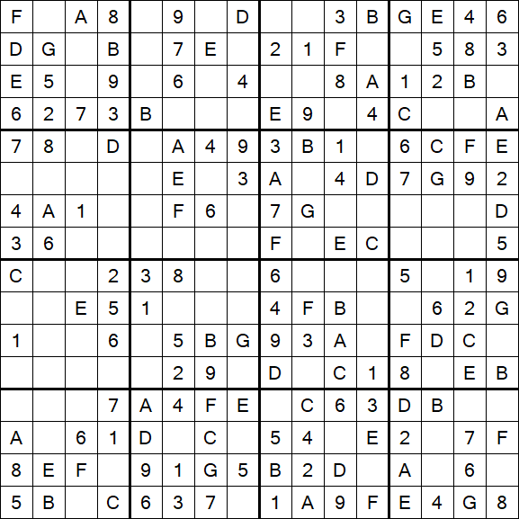 Sudoku 16x16 - Easy