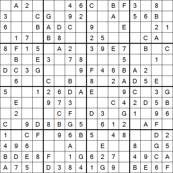 Sudoku 16x16 - Simple