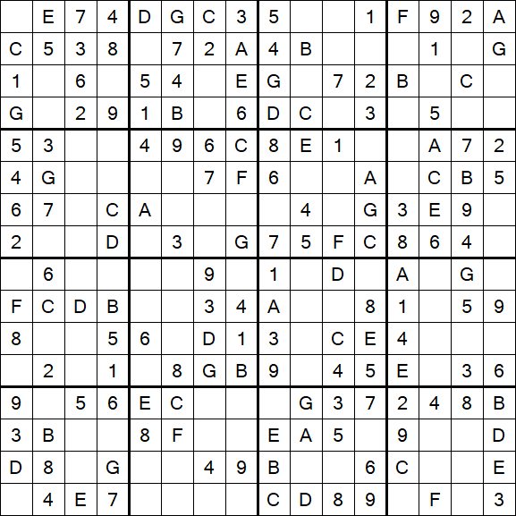 Sudoku 16x16 - Simple