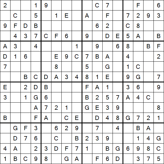 Sudoku 16x16 - Einfach