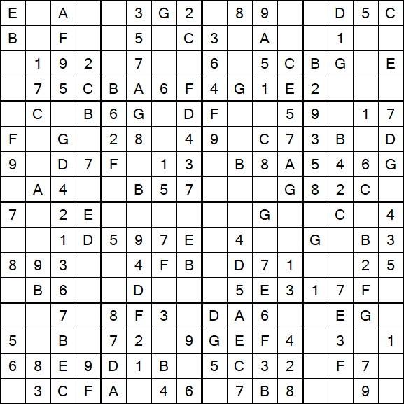 Sudoku 16x16 - Einfach